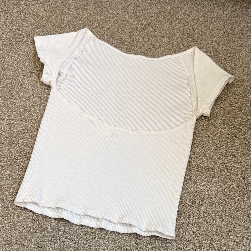 Aerie Women's White backless Ribbed Top